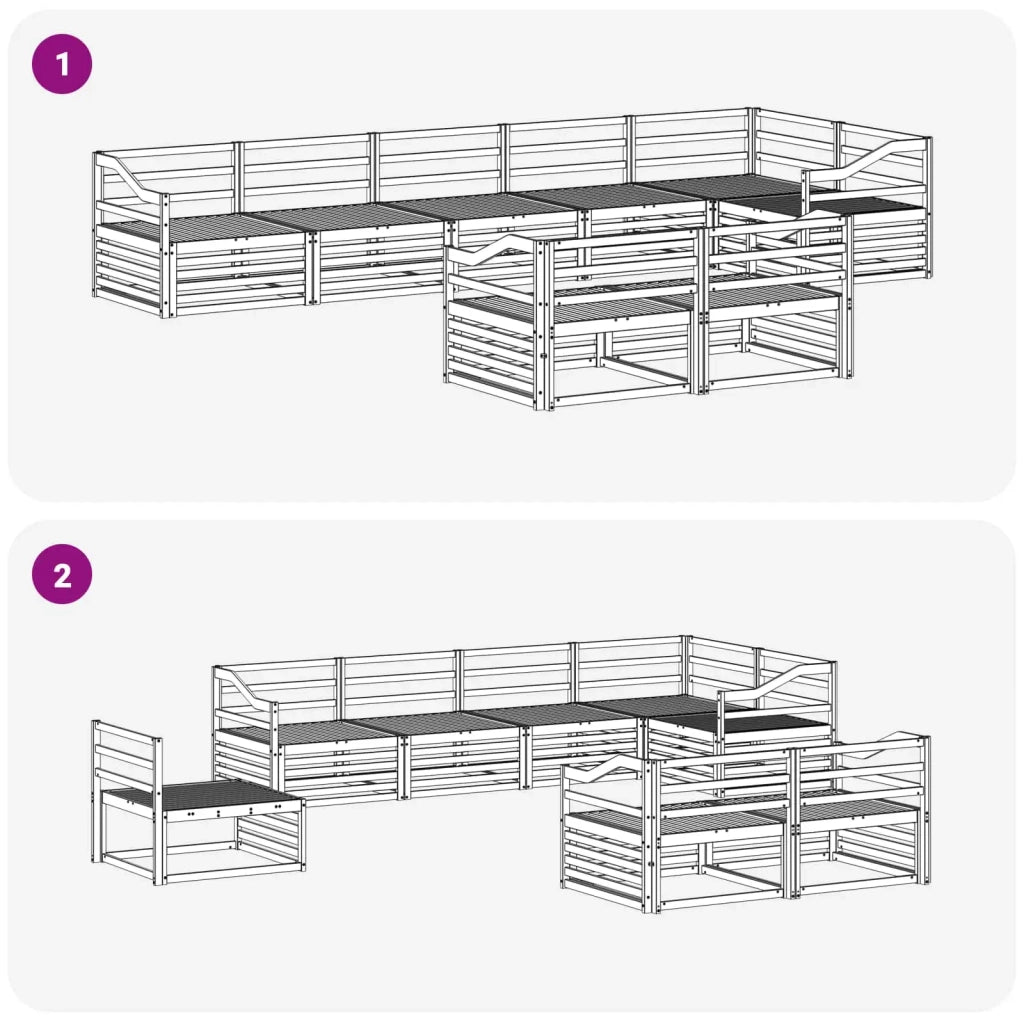 Set di divani da esterno 8 pcs Naturale