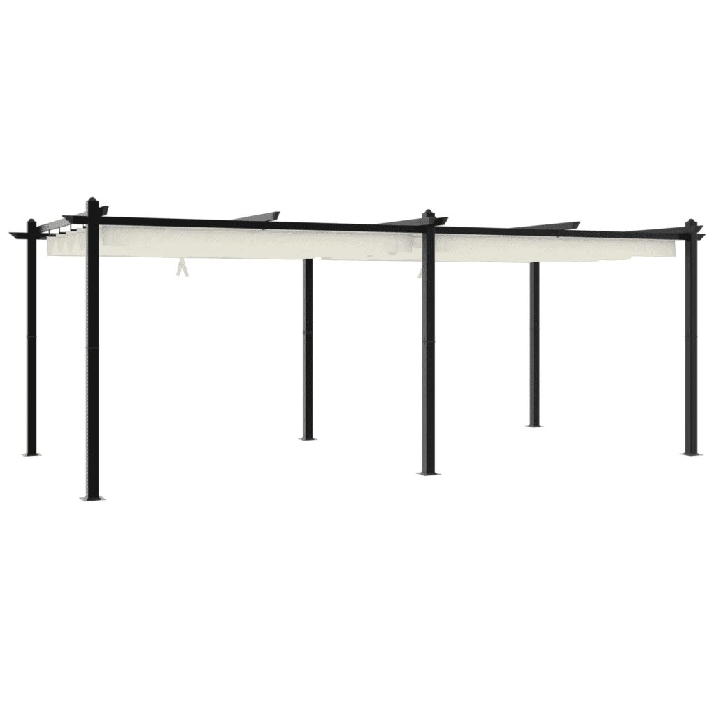 Gazebo da Giardino con Tetto Retrattile Crema 3x6m in Alluminio