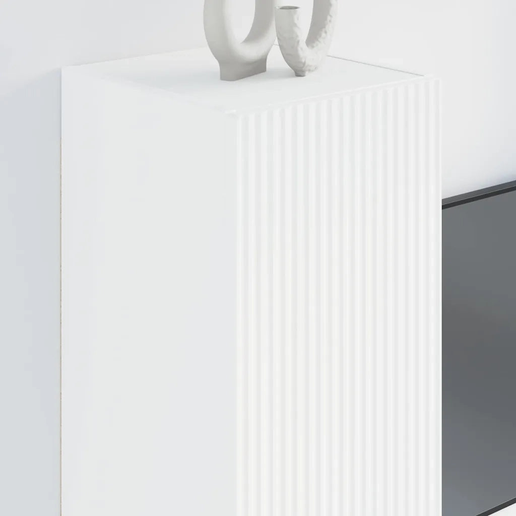 Mobile TV da parete Bianco 30 x 31 x 80 cm Legno multistrato