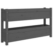Fioriera rialzata per piante e fiori terrazza giardino 112 x 25 x 66 cm legno massello di pino grigio 02_0037400