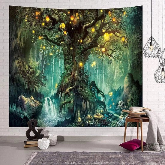 Tappeto con Disegno di Albero della Vita - Atmosfera Psichedelica - Adatto per Camera da Letto e Camera da Studente - 1 pezzo - Multicolore