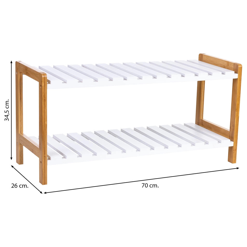 panca porta scarpe in legno bianco 70x26x34,5h cm