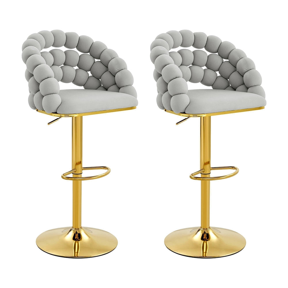 Set 2 sgabelli bar - Xylo - velluto grigio chiaro gambe dorate