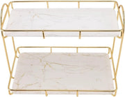 Organizzatore per bagno, oro-bianco, 2 livelli, organizzatore per trucco, struttura umana, organizzatore per banco da lavoro con superficie antiscivolo (grande)