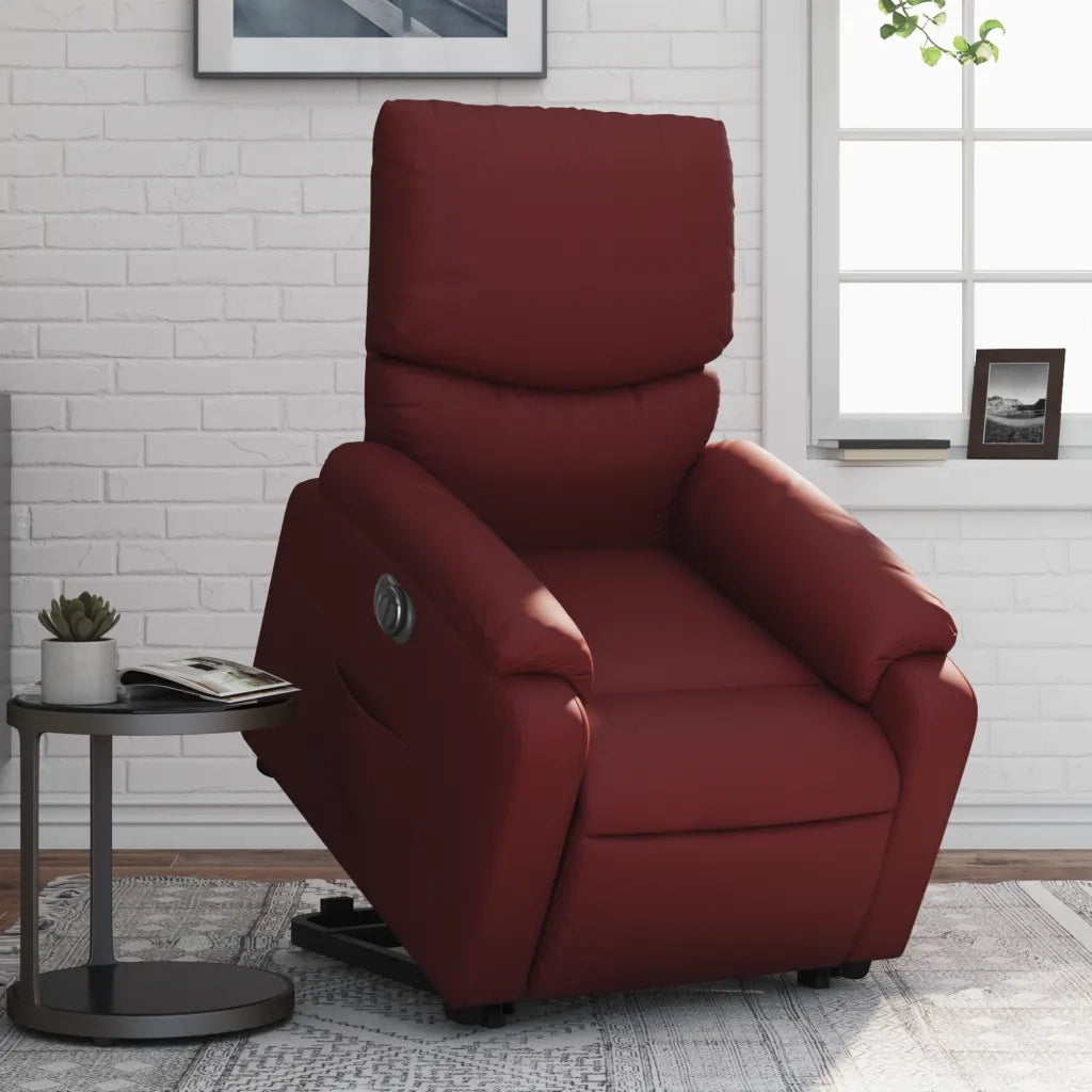 Poltrona Alzapersona Reclinabile Rosso Vino in Similpellecod mxl 117034