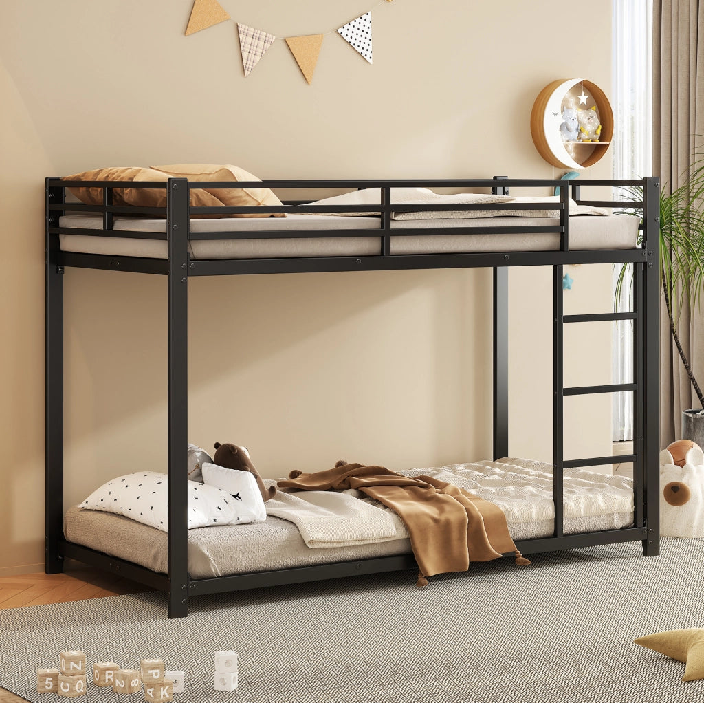 Letto a castello per bambini 90 x 200 cm in metallo nero