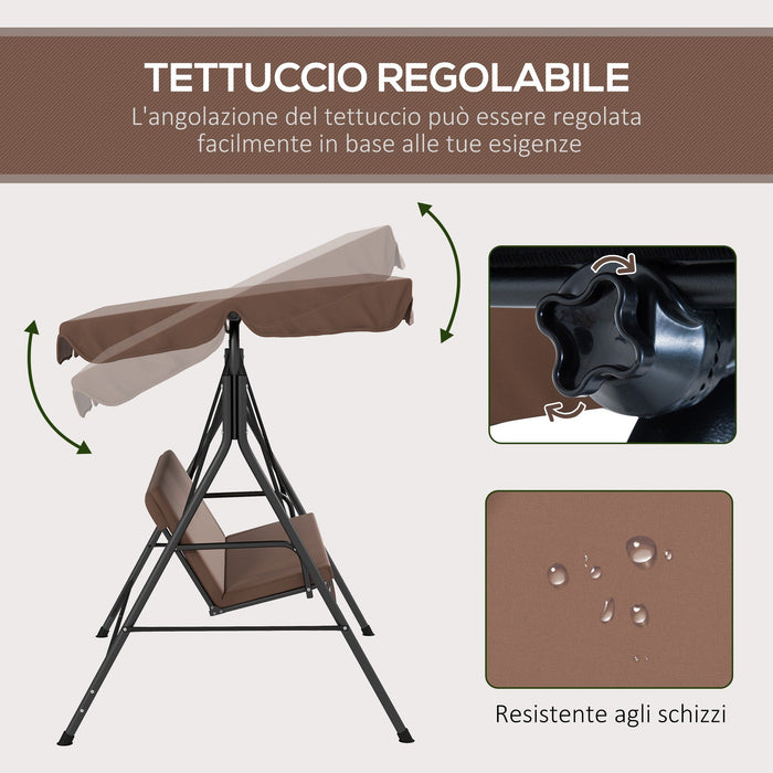 Dondolo da Giardino a 3 Posti con Cuscini 172x110x153 cm Marrone e Nero