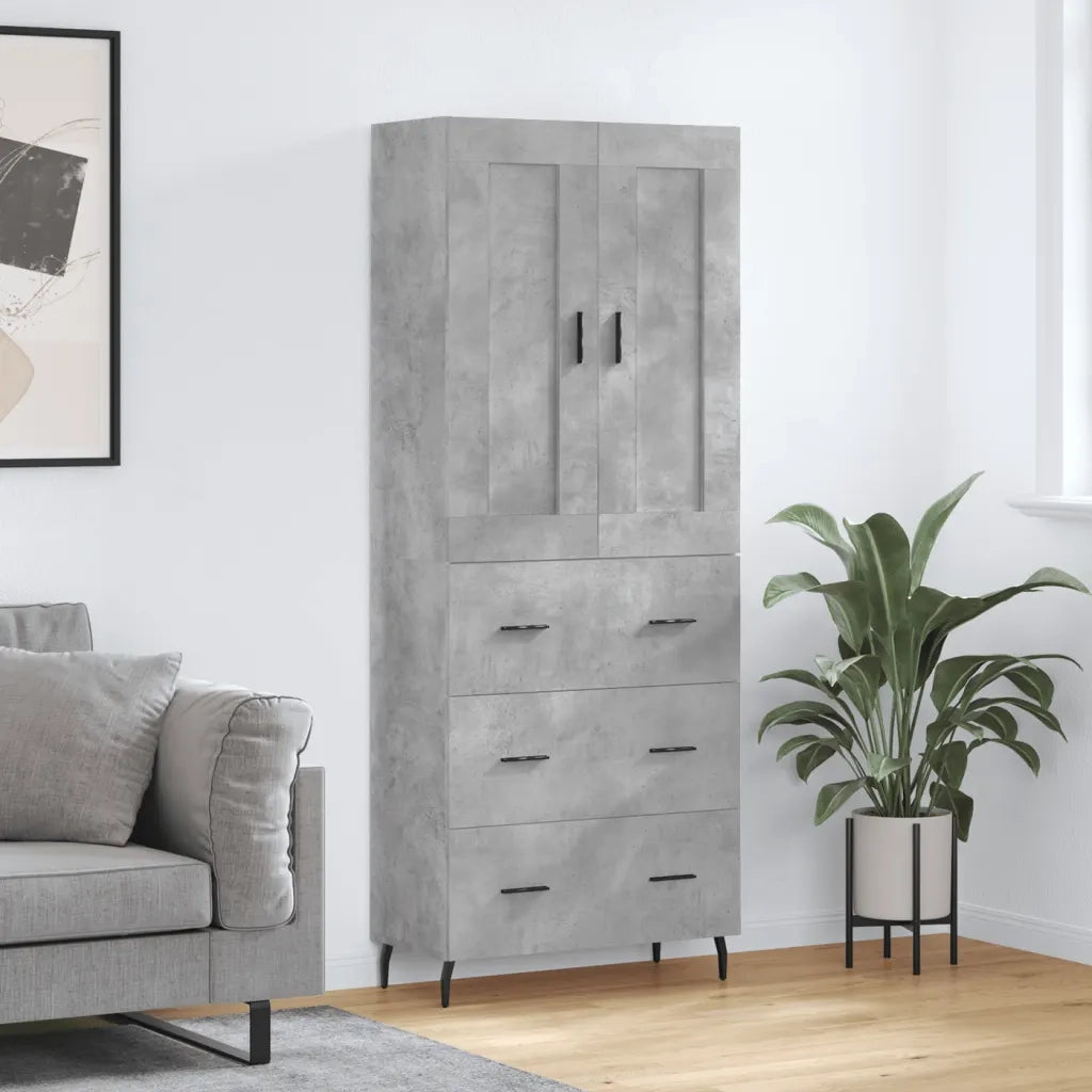 Credenza | Madia | Buffet da pranzo | Armadio da pranzo Grigio Cemento 69,5x34x180 cm in Legno Multistrato