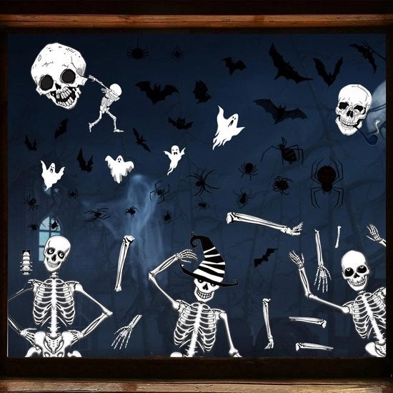 Set di decorazioni per finestre Halloween Premium 49 pezzi - decorazioni per finestre a forma di graffio - decorazioni festive per case di fantasmi - per uso interno