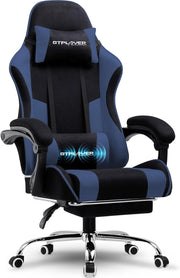 Sedia da gioco, sedia da ufficio, sedia ergonomica per PC, poltrona da gioco con supporto per massaggi, sedie task con poggiapiedi e poggiatesta, tessuto blu