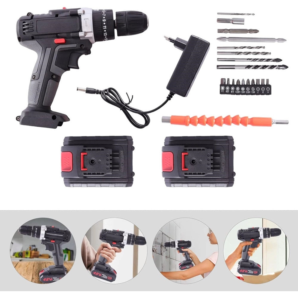 Trade Shop - Avvitatore A Batteria 48v Trapano Cacciaviti Per Installazione Tv Tenda Lampadine -