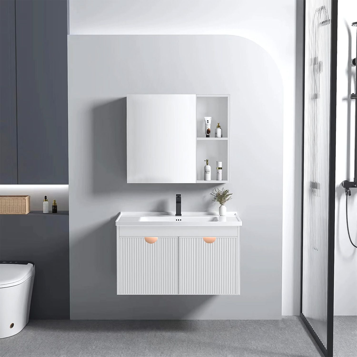 Set Di Mobili Da Bagno Con Lavabo Mario 60cm White