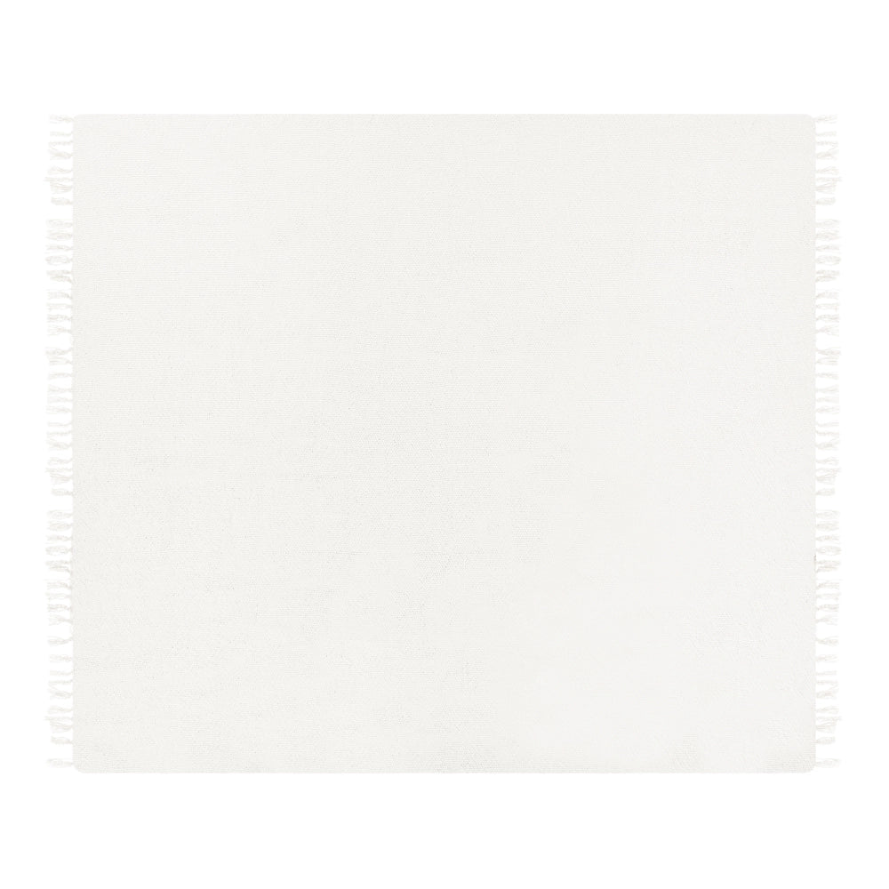 Coperta tessuta a mano con frange 240 x 220 cm bianco crema stile classico morbida letto divano