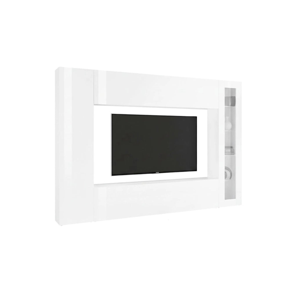 Donatello, Parete Attrezzata 8 Ripiani Made in Italy, 30x260x180h cm Bianco Lucido