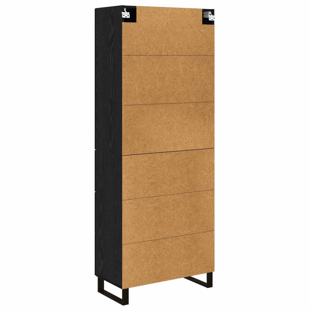 Credenza 2 pcs Rovere Nero Legno Stratificato e Vetro 3416219