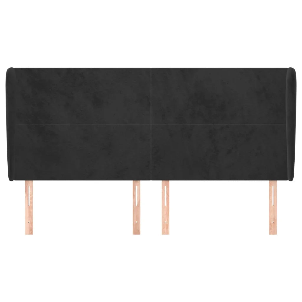 Testiera ad Orecchio-Testata con Orecchie Nera 183x23x118/128 cm in Velluto 529027