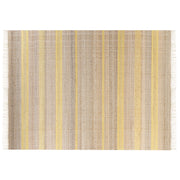 Tappeto in iuta beige e giallo con motivo a righe e nappe 160 x 230 cm soggiorno camera da letto stile boho