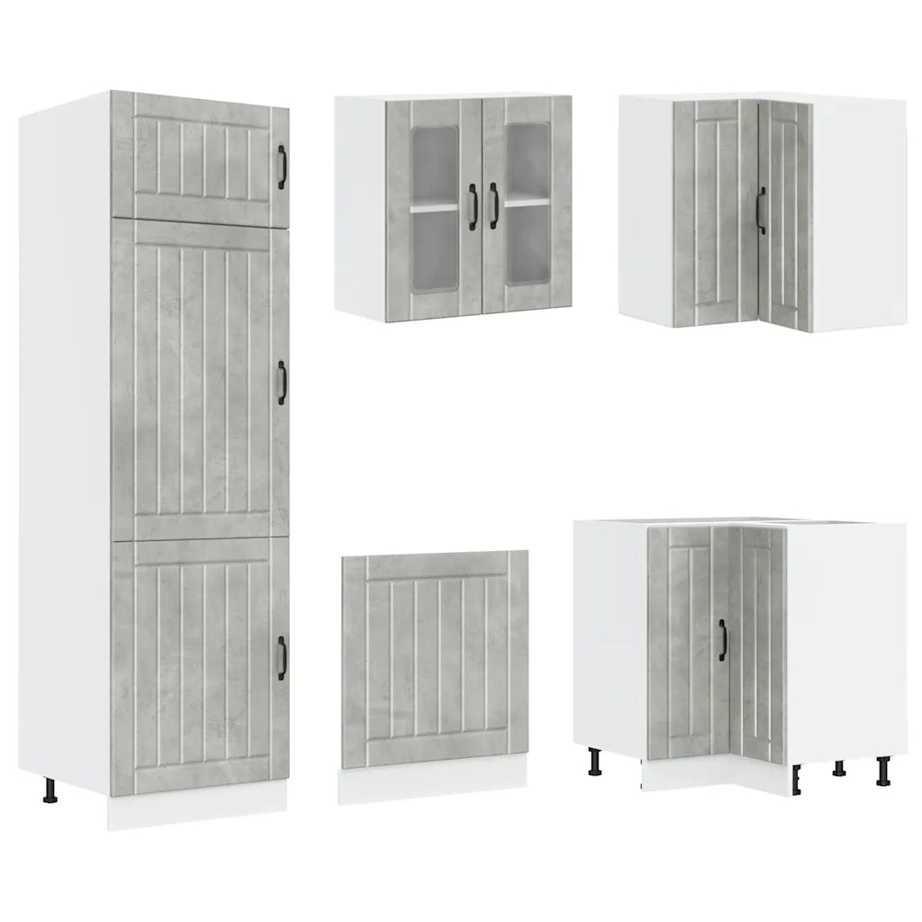 vidaXL Set Mobili da Cucina 14 pz Lucca Grigio Cemento in Truciolato