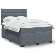 vidaXL Giroletto a Molle con Materasso Grigio Scuro 140x190 cm Velluto