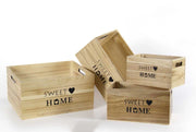 SET 4 CASSETTE DECORATIVE SWEET HOME IN LEGNO NATURALE STILE SHABBY