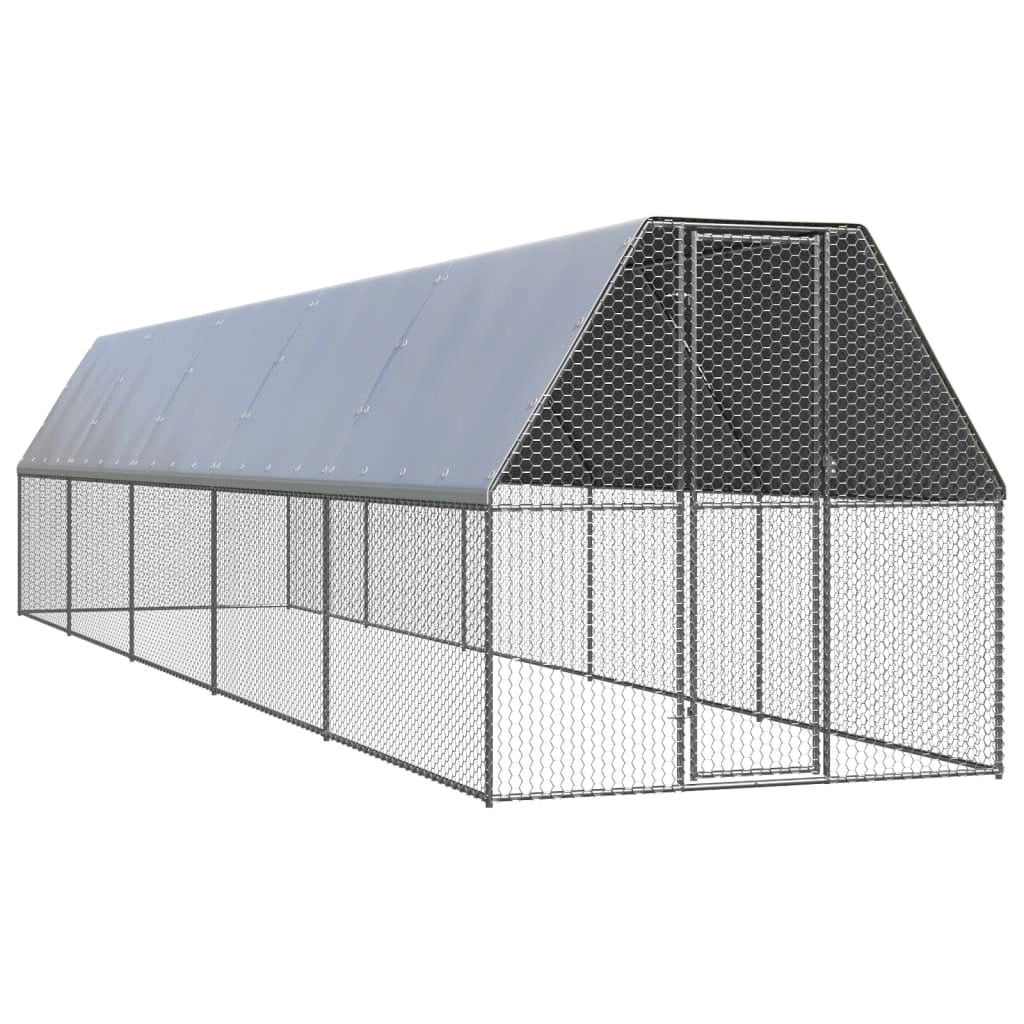 Pollaio da esterno 2 x 10 x 2 m in acciaio zincato con tetto impermeabile 02_0001687