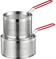 Contenitore per Frittura 2 in 1 - Fatto di Acciaio Inossidabile - Manico Rimovibile - Resistente alle Macchine da Lavastoviglie - Ideale per Pasta e Patatine - Duraturo e Resiste a Basse e Medie Temperature.