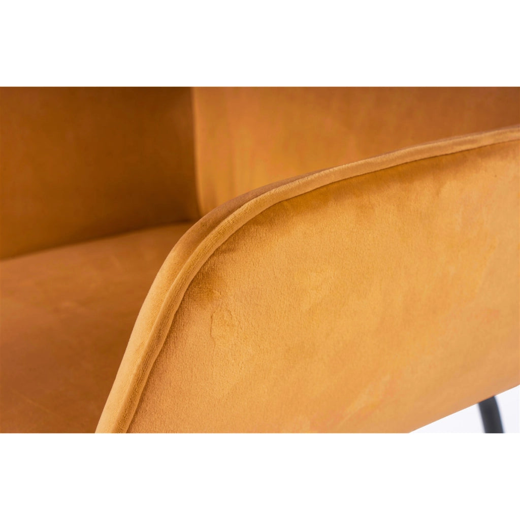 Sedia Eliot 100 in velluto sabbia con braccioli