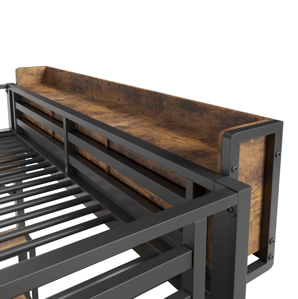 Letto a soppalco 90x200 cm con scrivania angolare, contenitori e LED