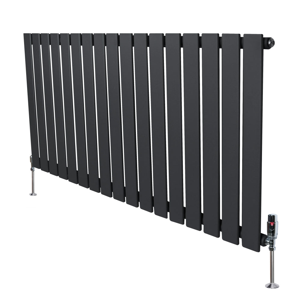 Radiatore Orizzontale 600 x 1190 mm con Valvole TRV Grigio Antracite
