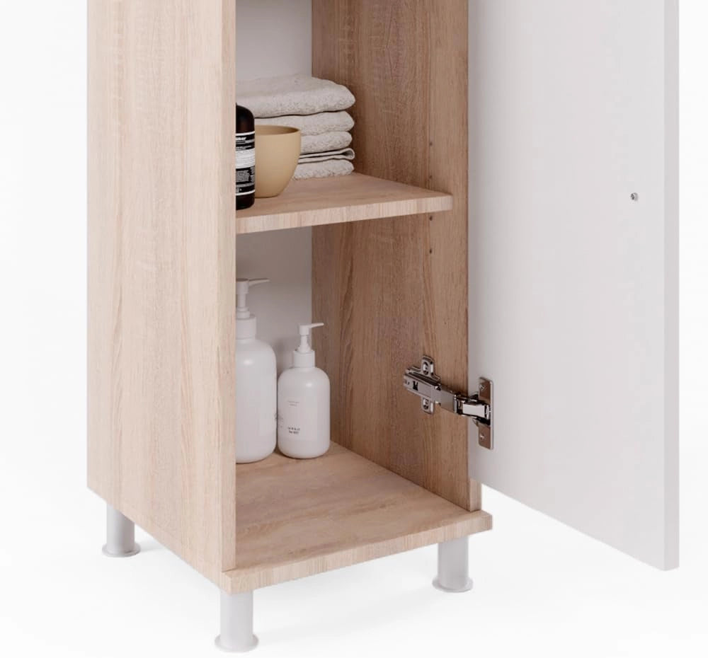 Set mobili bagno Fynn, Sonoma, 60 cm, composto da mobile sottolavabo, specchiera e mobile medio