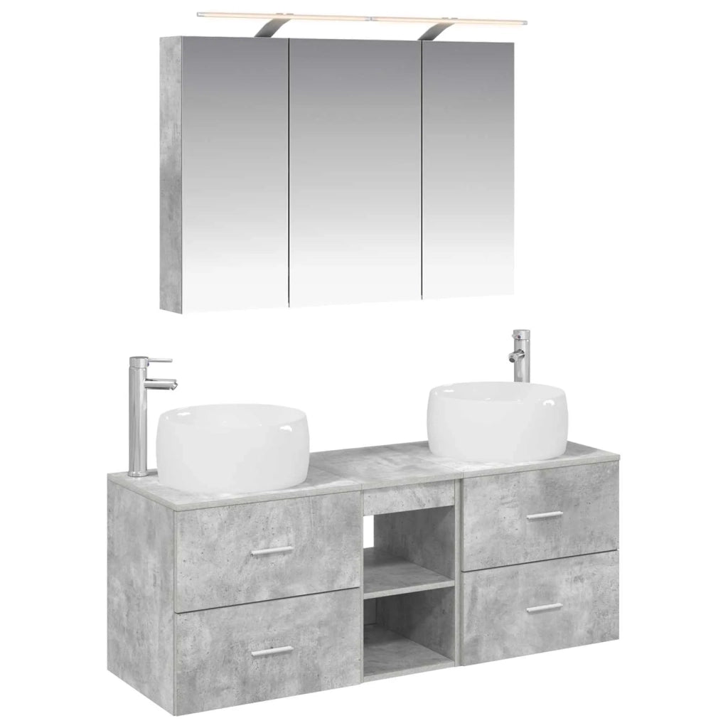 Set di mobili per il bagno 4 pcs Grigio Cemento 3407018