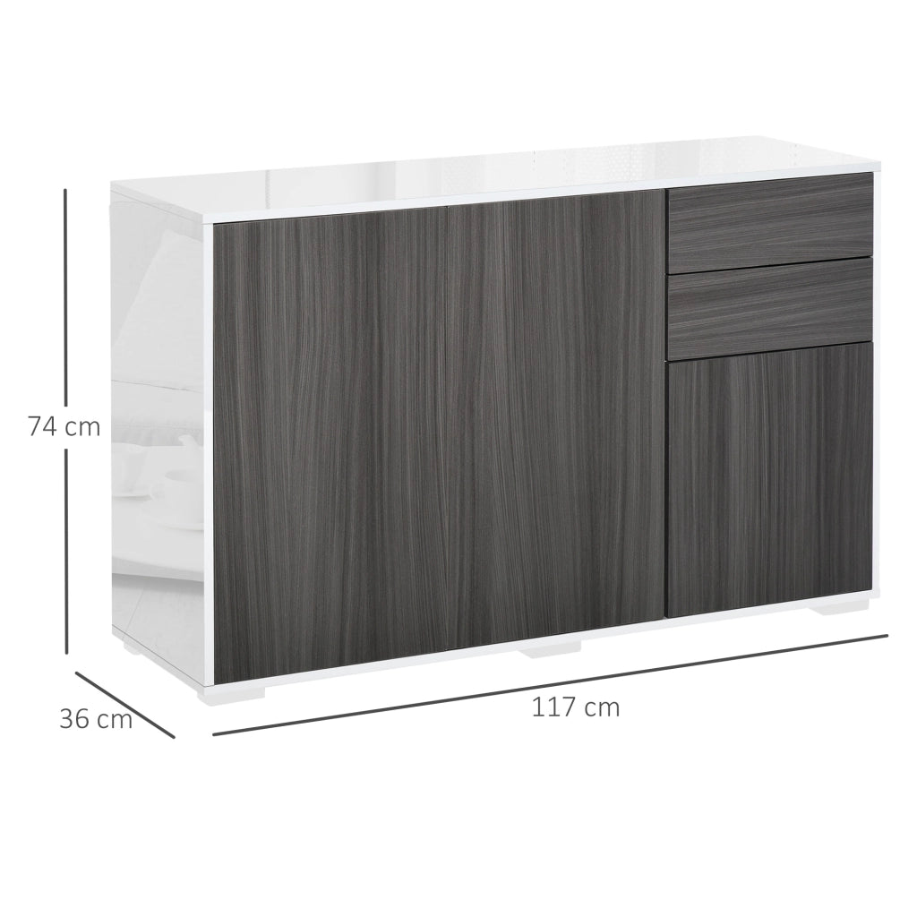 EasyComfort Mobiletto Armadietto Multiuso per Soggiorno, Cucina, Ufficio, 2 Cassetti e 2 Armadietti con Apertura a Pressione, Grigio
