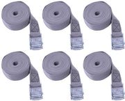 Sjorriemen in Poliestere - 6 Pezzi - Cinghie di Rallentamento - Cinghie di Tensione - Ganci a Staffa in Zinco - Flessibili 25 mm x 5 m