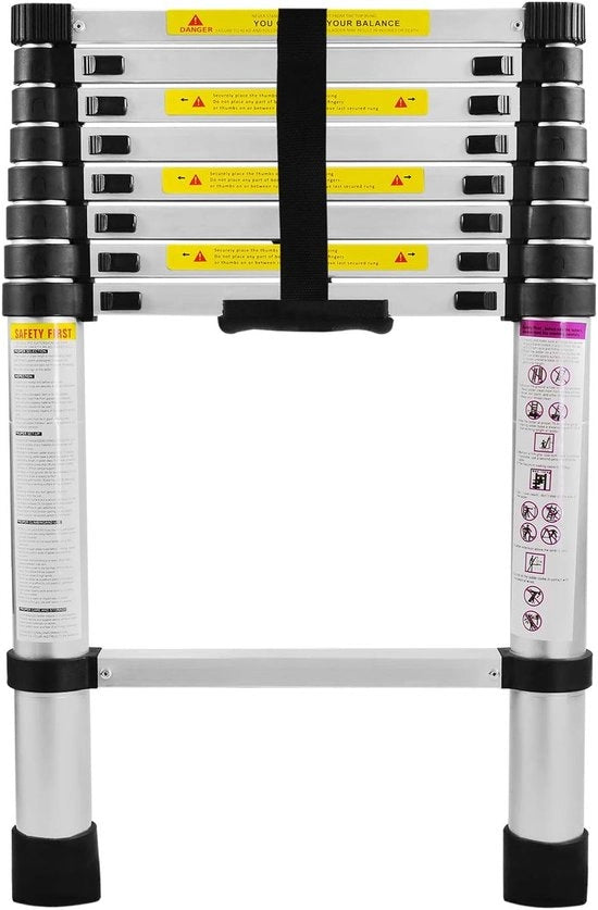 Scala Telescopica - Scala Telescopica a Volo - Altezza di Lavoro - Alluminio - Adatto per Uso Privato e Professionale - Scala Telescopica a Volo - Massimo Carico 150 kg