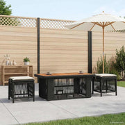 Set da Pranzo per Giardino 4 pz Nero e Crema polyrattan 42026753