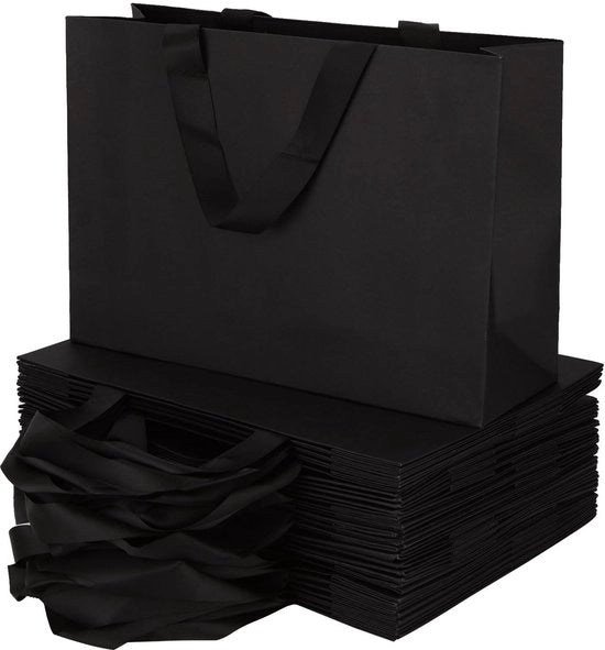 Confezioni regalo da 25 pezzi - Scatole regalo in cartone - Dimensioni 32 x 22 x 10 cm - Reutilizzabili - Con maniglione - Materiale ecologico