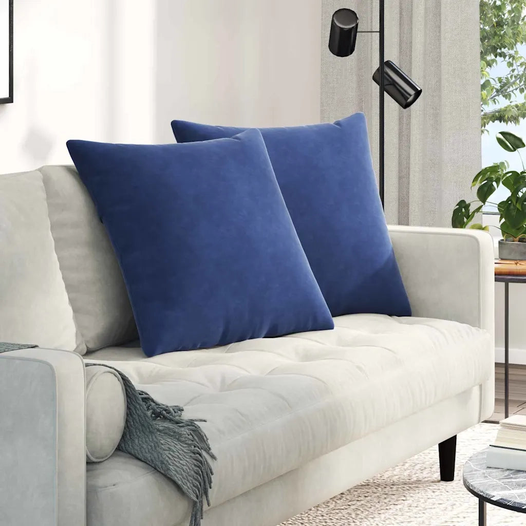 Cuscini da Divano 2 pcs Blu Polizia 80 x 80 cm Tessuto in Cords
