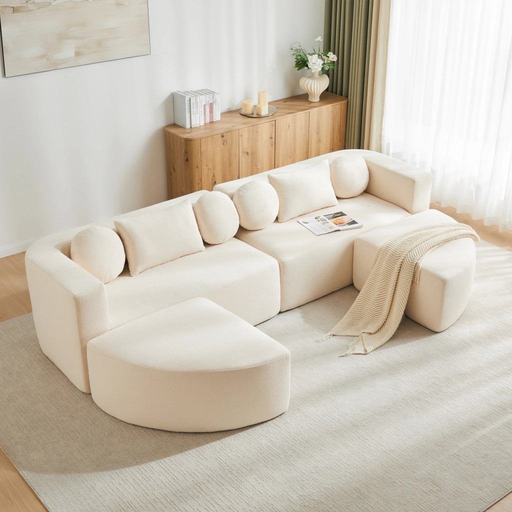 Divano Letto Modulare ¨C Xylo ¨C Chenille Beige, 292x165x68 cm