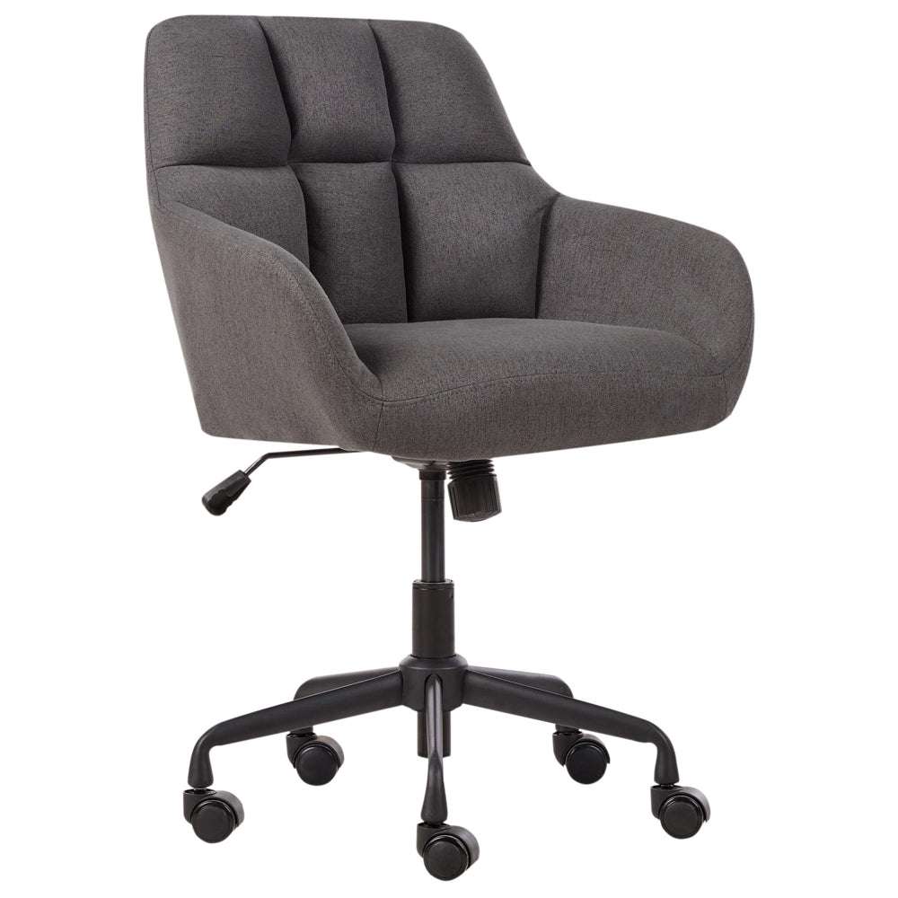 Sedia da ufficio in tessuto grigio con struttura in metallo nero con funzione girevole ufficio elegante