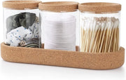 Set di 3 contenitori di conservazione per cosmetici con coperchi in gomma - Organizzatore per spazzole e rulli di cotone