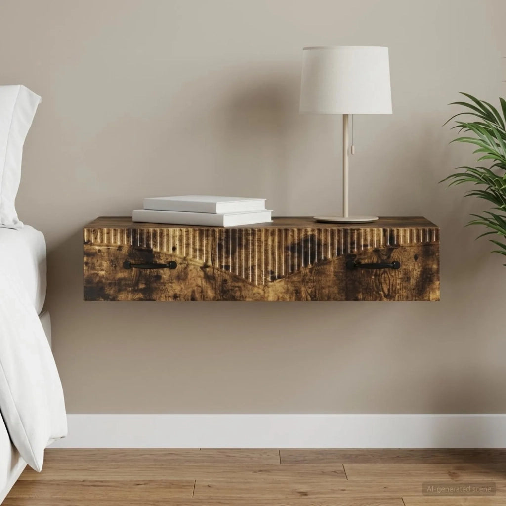 Tavolino da Parete Laterale Rovere Fumo 87,5 x 34,5 x 17 cm 899010