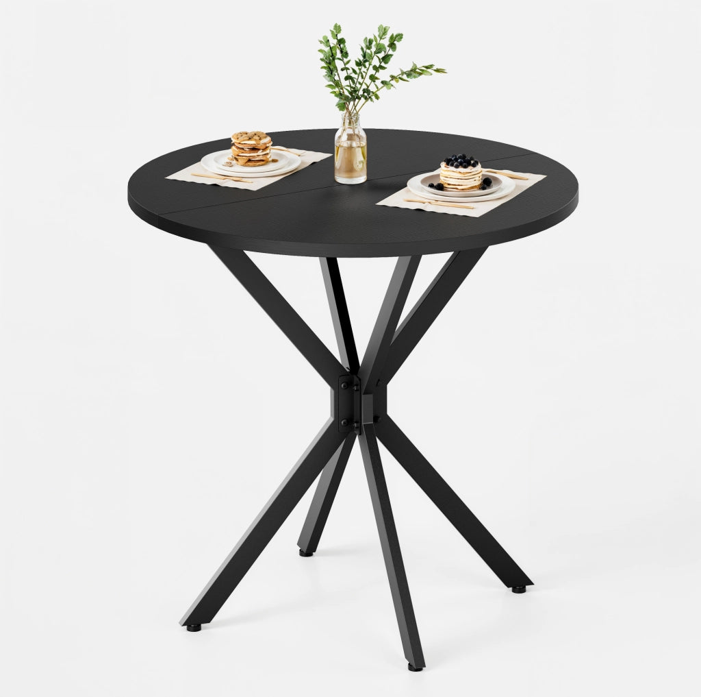 Tavolo rotondo 80 cm con gambe a X in acciaio nero - Tavolo cucina, pranzo e home office