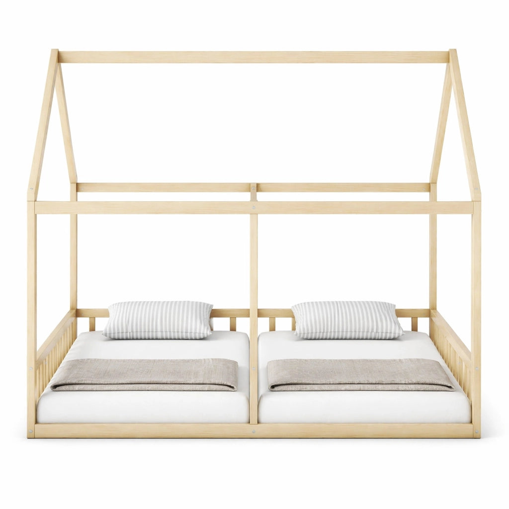 Letto 2 in 1 con design a casetta, naturale, 90 x 200 cm