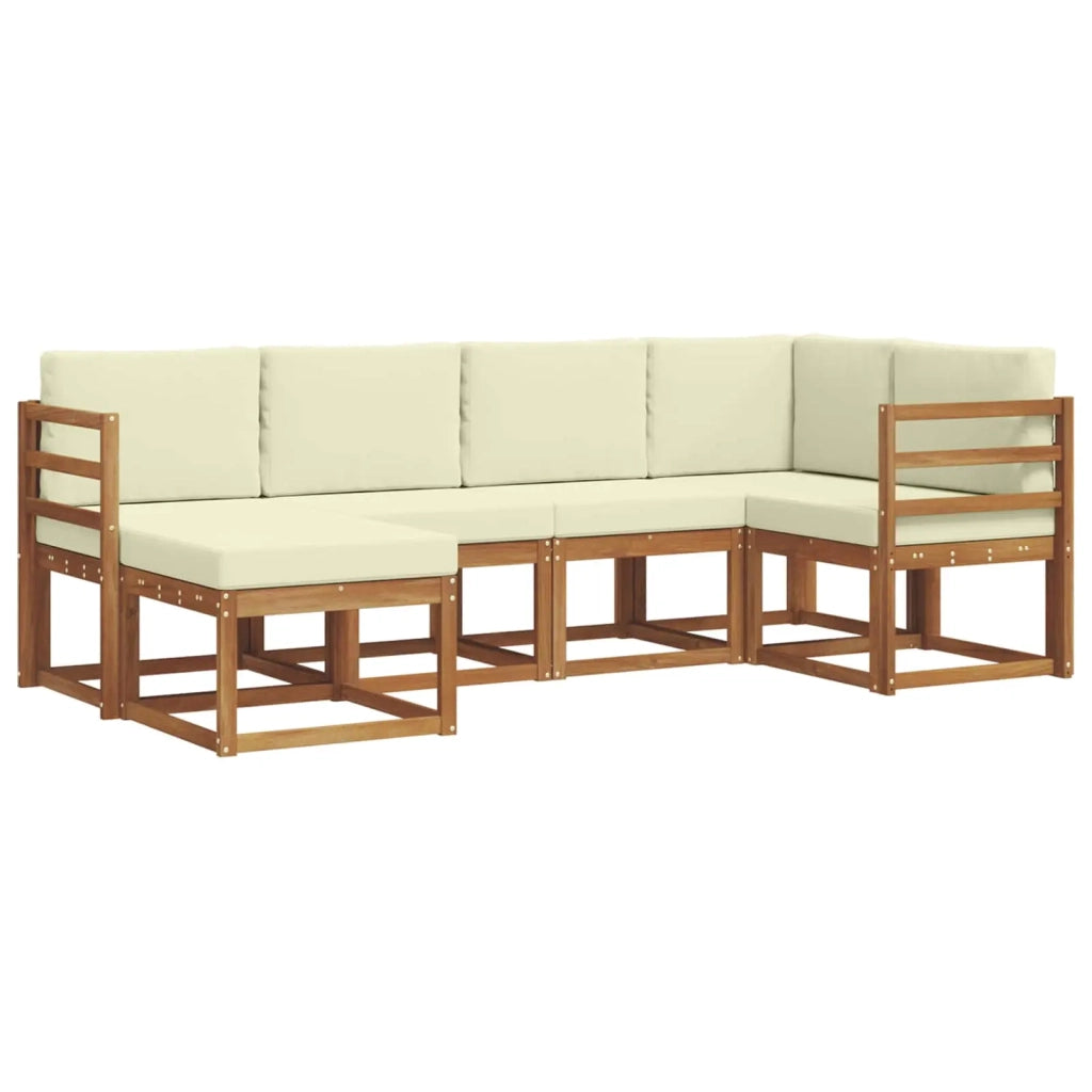 Set di divani da esterno con cuscino 6 pcs Naturale e Crema