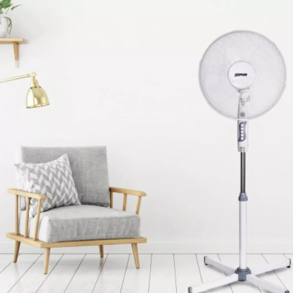 Zephir ventilatore a piantana base a croce timer autospegnimento 45w pala 40 cm