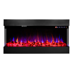 Camino Elettrico da Incasso 48,4x93x20 cm Effetto Fiamma 1500W Dalas Nero