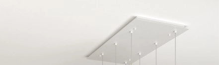 SOSP. BIANCO 7 LUCI RETTANGOLARE VETRI PICCOLI (4 BRONZO+3 AMBRA) 1193BI-S7 RP-AB
