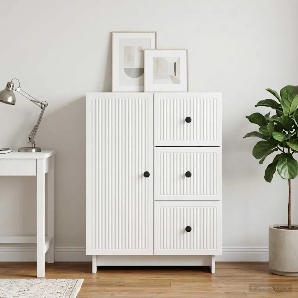 Credenza Bianco Lucido 66 x 34,5 x 90 cm Legno ingegnerizzato 893939