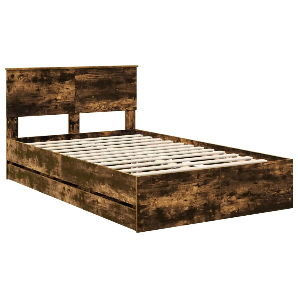 Struttura del letto con cassetto Rovere fumé 120 x 190 cm 3408002