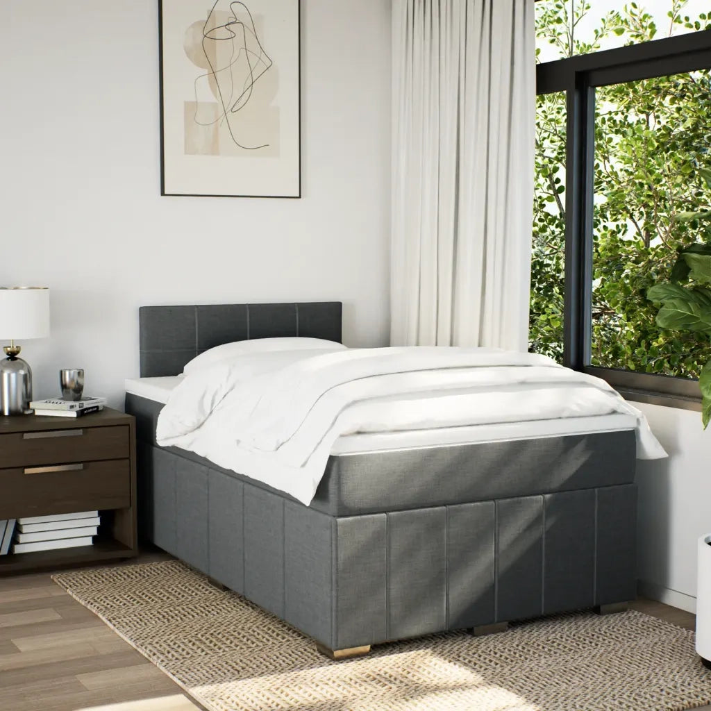 Giroletto a Molle con Materasso Grigio Scuro 120x190cm Tessuto